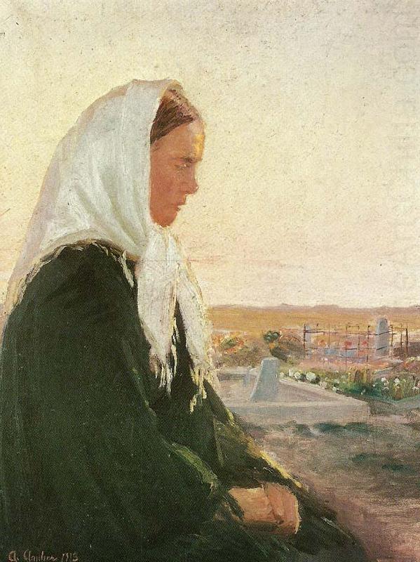 ung kvinde pa kirkegarden i skagarden, Anna Ancher